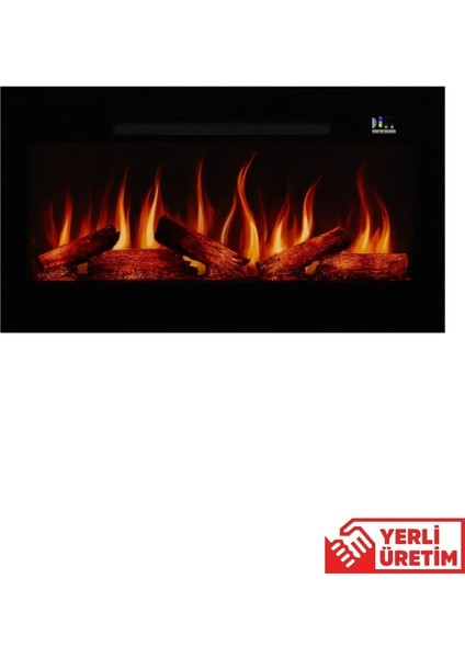 Pagla 100 Cam Çerçeveli Elektrikli Şömine - Isıtıcılı, Sınırsız Renkli (Rgb), Kumandalı