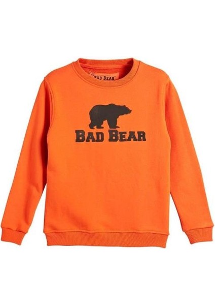 Logo Crewneck Kids Turuncu Baskılı Çocuk Sweatshirt