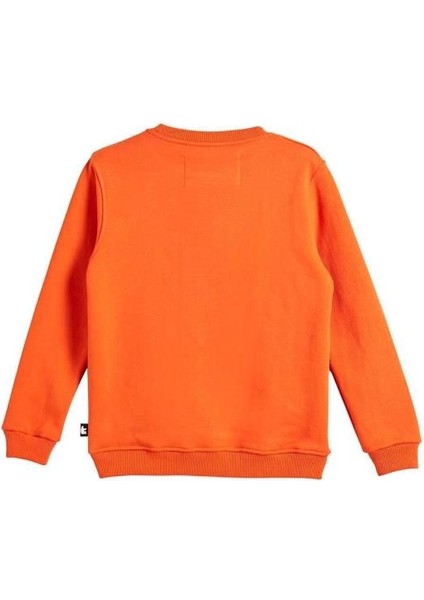 Logo Crewneck Kids Turuncu Baskılı Çocuk Sweatshirt