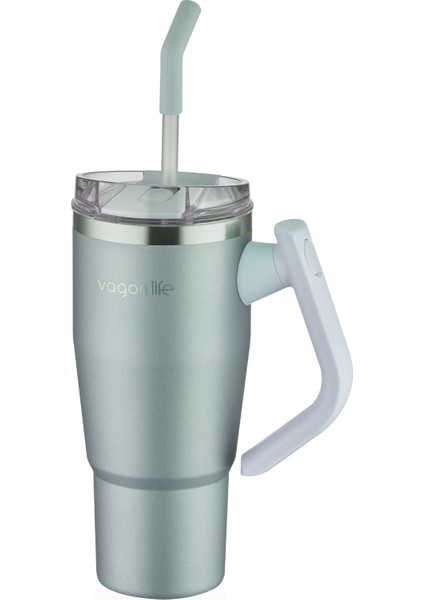 Rotate Handle Tumbler Cup 0.94ML/34OZ Pipetli/rahat Içim Vakumlu Paslanmaz Çelik TERMOS-FFVGN1007-950ML