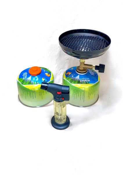 Nargile Kamp Ocak Nurgaz Set Pürmüz Çakmak 2 Adet 230GR Gaz Kartuş Minki Nargile Ocak modelleri