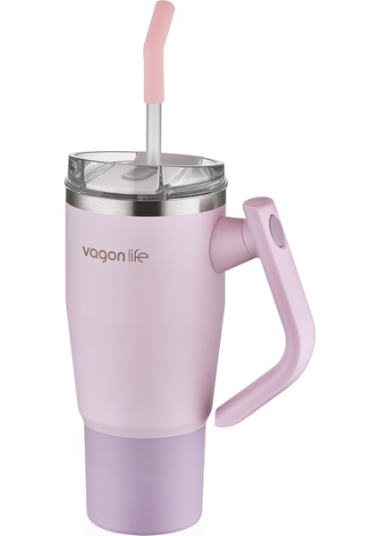 Rotate Handle Tumbler Cup 0.94ML/34OZ Pipetli/rahat Içim Vakumlu Paslanmaz Çelik TERMOS-FFVGN1007-950ML