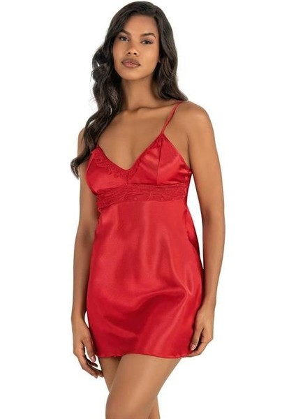 Aria's Closet Kırmızı Kısa Saten Gecelik