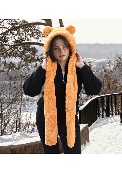 Peluşçu Dayı Kapşonlu Welsoft Peluş Bere - Atkılı - Polar Boyunluk Şalı - Rüzgar Geçirmez Kulaklı Şapka fiyatları