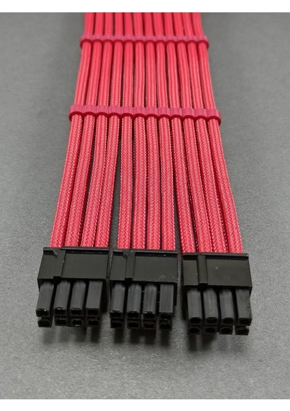 Rtx 8+8+8 Pin VGA (E.kartı) Uzatma - Kırmızı Sleeved