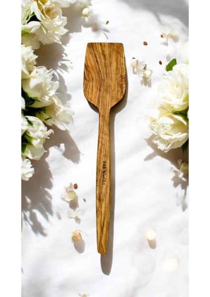 Edremit Zeytin Ağacı Doğal Ahşap El Yapımı Spatula Servis 28 cm