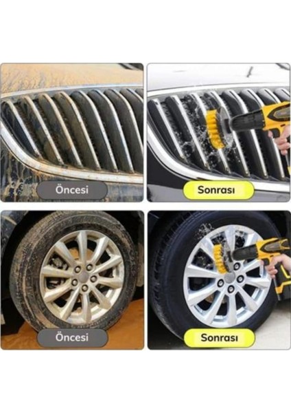 3 Lü Matkap Ucuna Takılabilen Oto Lastik Araç Jant Bagaj Araba Koltuğu Temizleme Fırça Seti