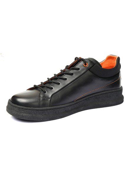 Erkek Siyah Deri Sneaker Ayakkabı 3K1SA16370