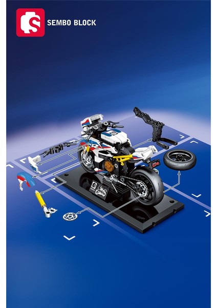Beyaz Sport Motorsiklet 238 Parça Yapı Blokları ile Uyumlu (714535)