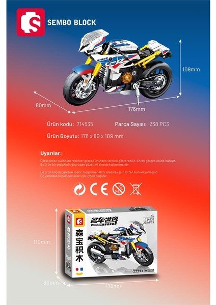 Beyaz Sport Motorsiklet 238 Parça Yapı Blokları ile Uyumlu (714535)