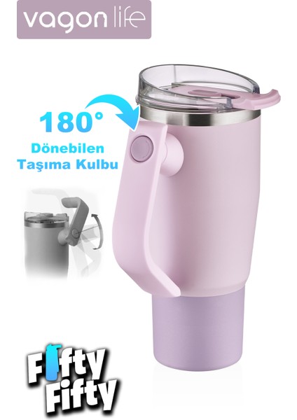 Rotate Handle Tumbler Cup 0.94ML/34OZ Pipetli/rahat Içim Vakumlu Paslanmaz Çelik TERMOS-FFVGN1007-950ML
