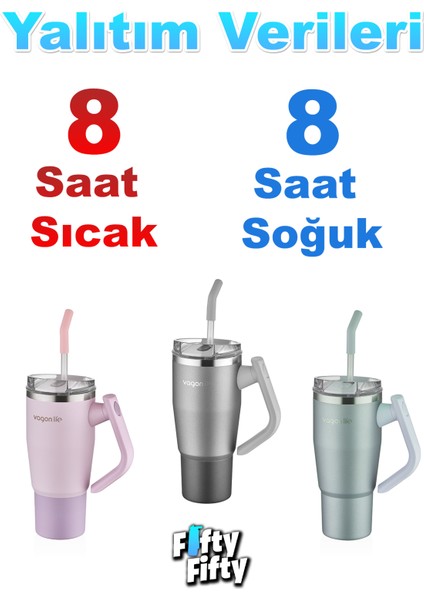 Rotate Handle Tumbler Cup 0.94ML/34OZ Pipetli/rahat Içim Vakumlu Paslanmaz Çelik TERMOS-FFVGN1007-950ML
