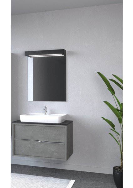 Denko Matia 80 cm Retro Gümüş Banyo Dolabı