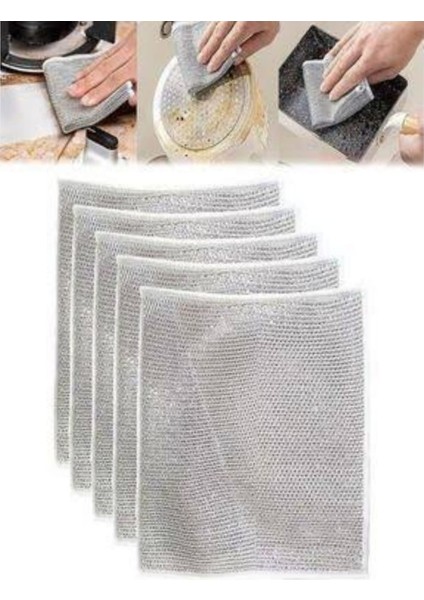 5 Adet Çok Fonksiyonlu Çizilmez Tel Bez Bulaşık Bezi Bulaşık Tel Ovalama Bezi Çelik Telbezi fiyatları