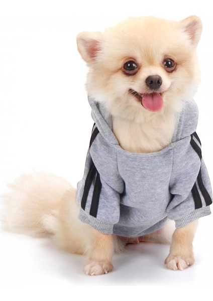 Gri Adidog Kapşonlu Sweatshirt Köpek Kazağı