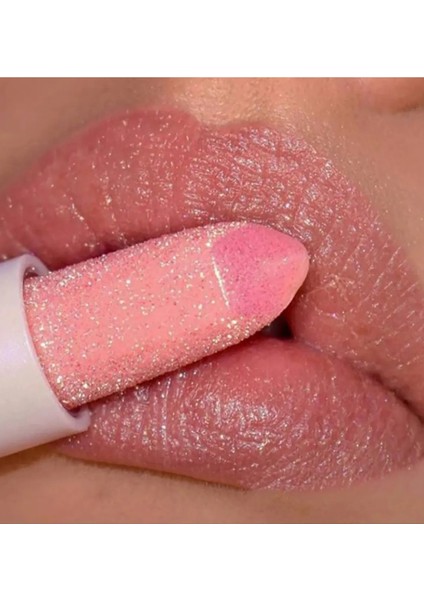 Natural Pembe Renk Kalıcı Parlak Simli Ruj Glitter Waterproof Matte Luxury Lipstick