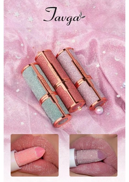 Natural Pembe Renk Kalıcı Parlak Simli Ruj Glitter Waterproof Matte Luxury Lipstick