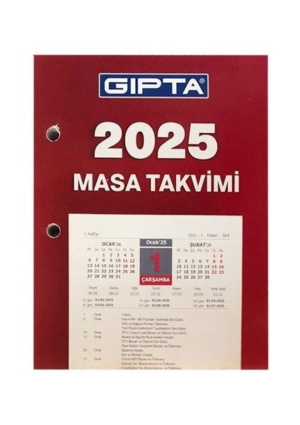 2025 Blok Masa Takvimi 10X13 cm 5 Adet