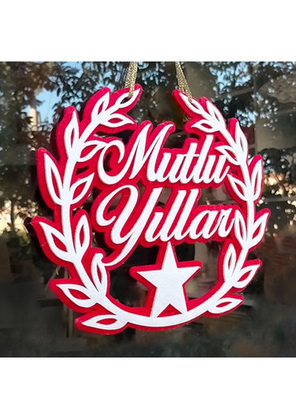 Mutlu Yıllar Kapı Ve Duvar Süsü - Yılbaşına Özel Keçeden Dekoratif Yazı