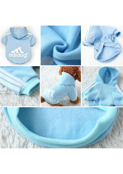 Baby Blue Adidog Kapşonlu Sweatshirt Köpek Kazağı