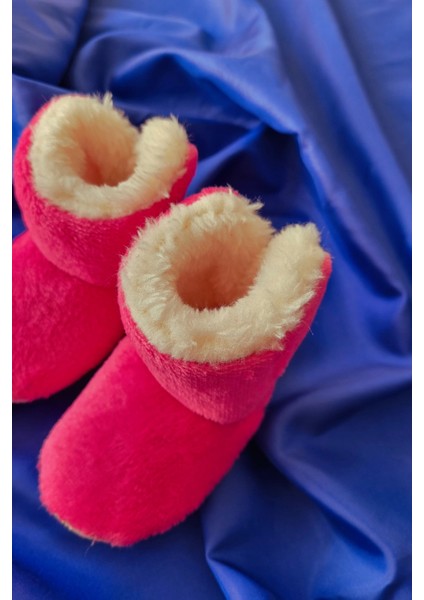 Peluş Bebek Tüylü Kaymaz Taban Patik 0-9 Ay Panduf