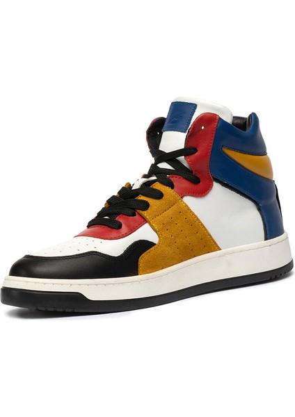 Erkek Sarı Mavi Beyaz Siyah Hakiki Deri Sneaker Bot 3K1SB75175 fiyatları