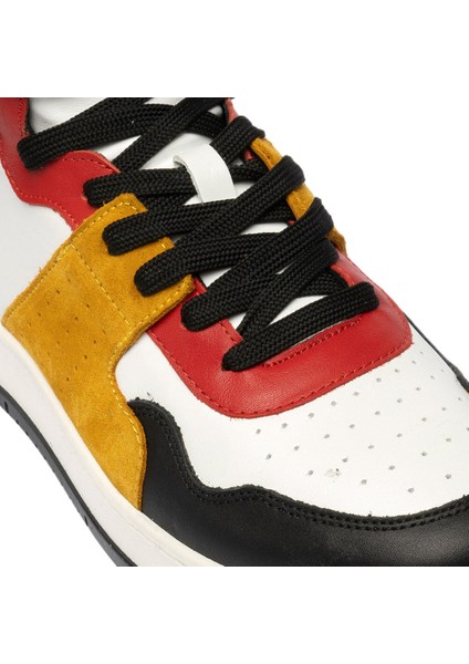 Erkek Sarı Mavi Beyaz Siyah Hakiki Deri Sneaker Bot 3K1SB75175 fırsatları
