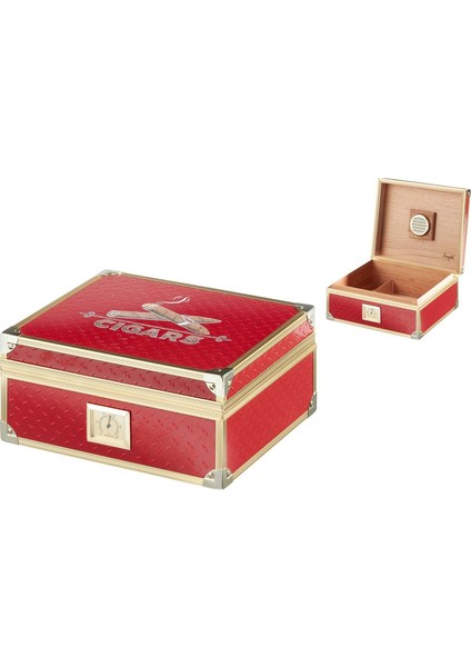 Metal Kaplama Alu Red Humidor 40 Lık