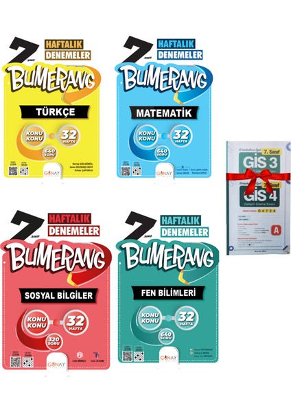 7.Sınıf Bumerang Türkçe / Matematik / Fen / Sosyal 32 Haftalık Deneme4 Kitap