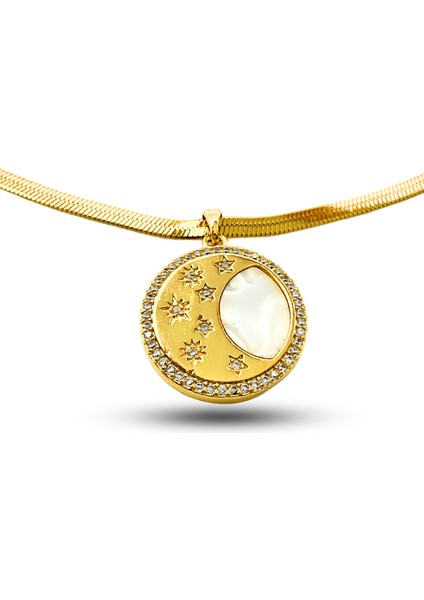 Çelik Gold Ay ve Yıldızlar Italyan Zincir Kolye