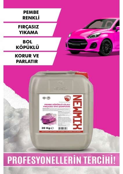 Pembe Köpük Cilalı Fırçasız Oto Yıkama Şampuanı 20KG