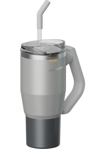 Tumbler 950ML Yeni Koleksiyon Pipetli/pipetsiz Kullanım Fonksiyonel Kulplu Paslanmaz Çelik Termos