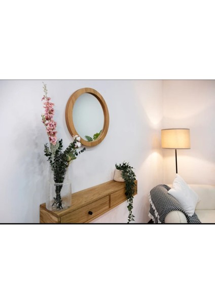 Ahşap Yuvarlak Dekoratif Ayna-Salon,Yatak Odası,Banyo Aynası