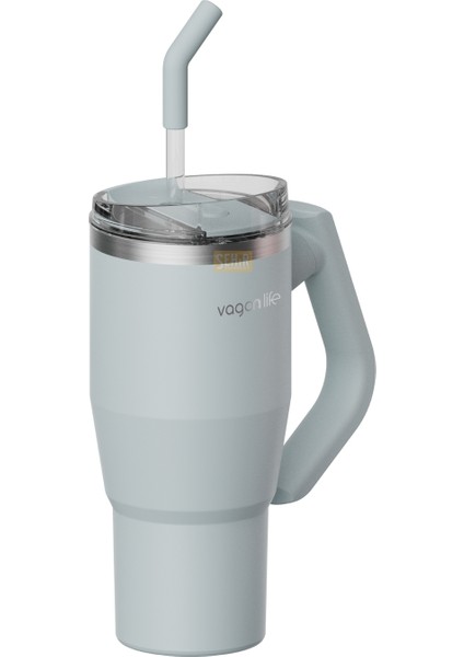 Tumbler 950ML Yeni Koleksiyon Pipetli/pipetsiz Kullanım Fonksiyonel Kulplu Paslanmaz Çelik Termos