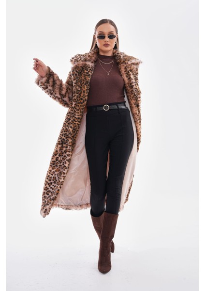 Leopar Uzun Ceket Yaka Kaban fiyatları