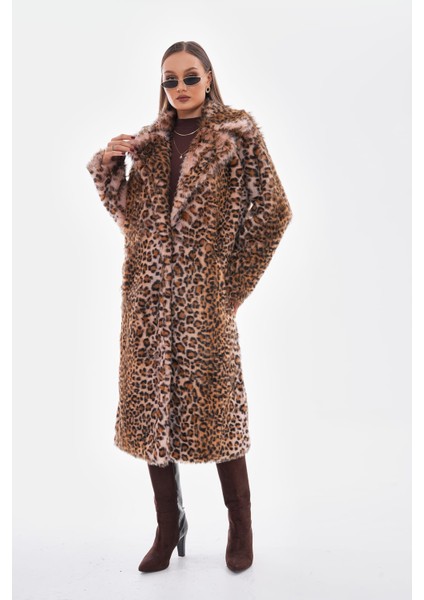 Leopar Uzun Ceket Yaka Kaban fırsatları