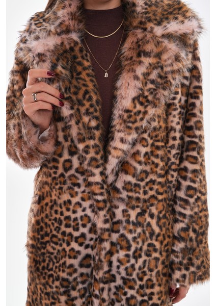Leopar Uzun Ceket Yaka Kaban indirimleri