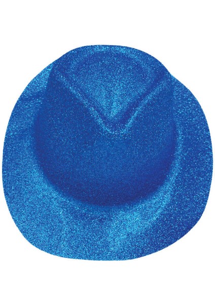 Açık Mavi Simli Kovboy Şapkası 30X25 cm