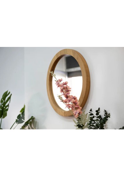 Ahşap Yuvarlak Dekoratif Ayna-Salon,Yatak Odası,Banyo Aynası
