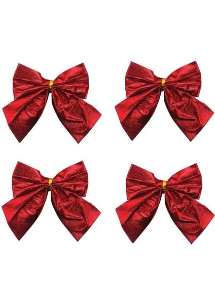 Yılbaşı Fiyonk Saten Parlak Kırmızı 10 cm 4 Parça