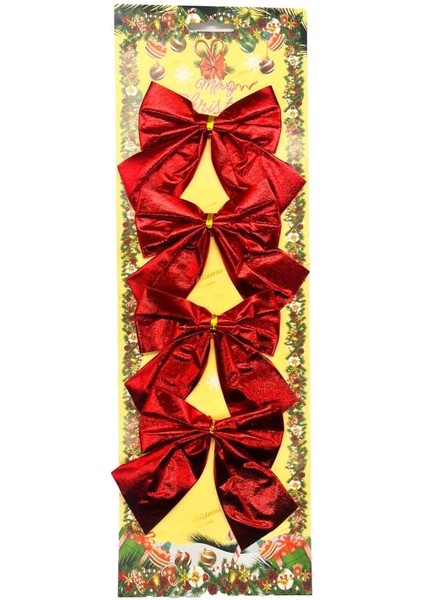 Yılbaşı Fiyonk Saten Parlak Kırmızı 10 cm 4 Parça fiyatları