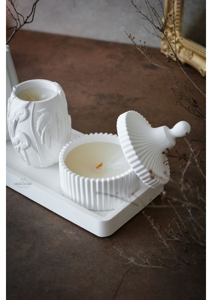 Özel Tasarım Dekoratif Vazo Kokulu Soya Mumluk ve Tealight Beton Obje Seti Hediyelik Dekor fırsatları