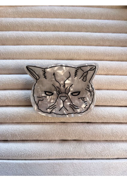 Lüx Kemik Mandal Toka Kedi Figürlü