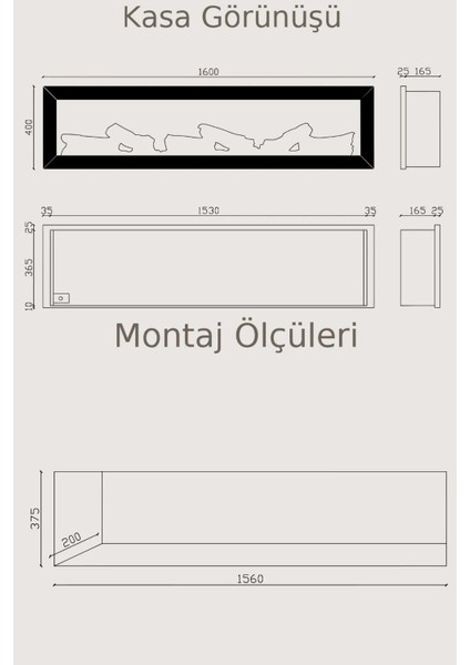 Magel 160 Metal Çerçeveli Elektrikli Şömine - Isıtıcısız, Sınırsız Renkli (Rgb), Kumandalı modelleri
