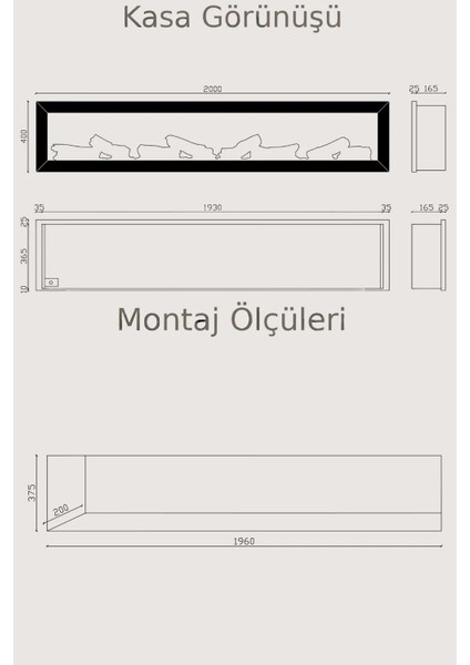 Magel 200 Metal Çerçeveli Elektrikli Şömine - Isıtıcısız, Sınırsız Renkli (Rgb), Kumandalı modelleri