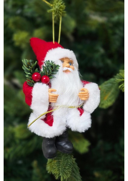 Gerçekli Noel Baba Yılbaşı Ağaç Süsü Sakallı Peluş Kıyafetli Şık Noel Baba Yılbaşı Ağacı Süsü modelleri