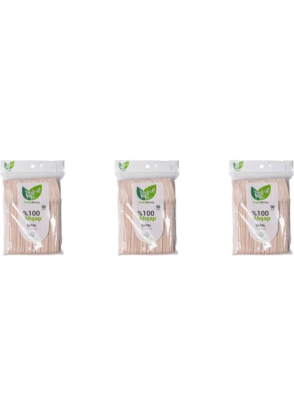 Doğaya Dönüş Ekolojik Doğal Doğa Dostu Ahşap Çatal - 16 cm . - 50'li 3 Paket