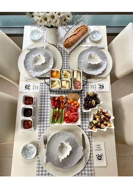 Gri Beyaz Pötikare, Ekose, Damalı Runner, Servis Örtüsü