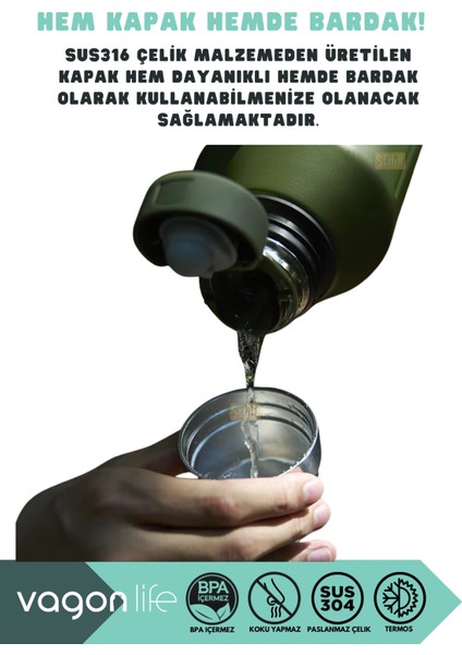 1200ML Haers Rahat Içim 12 Saat Sıcak ve Soğuk Kulplu Paslanmaz Çelik Kamp Termos Matara modelleri
