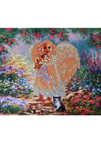 Boncuklu Taşlı Mozaik Elmas Goblen Pano Tablo Resim Puzzle Dıamond Paıntıng Ebat 21X25 Çocuklar Için